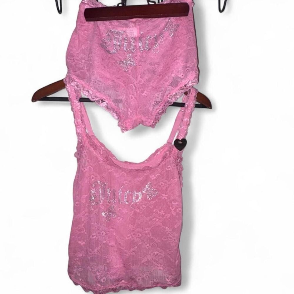 NWT Juicy-couture Pink Butterfly Lace Cami & Short Set